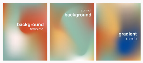 Vector posters in a soft-focus blurred style with smooth gradients in warm and cool tones. The design embodies current trends in abstract, minimalistic, and modern digital art aesthetics.