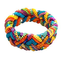 Eclectic Woven Bracelet with Vibrant Interlaced Threads Isolated on Transparent Background
