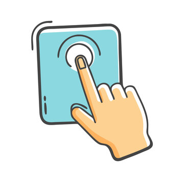 hand pressing blue button clip art preview