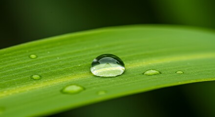 Water droplet on green leaf