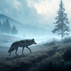 wolf in the mountains