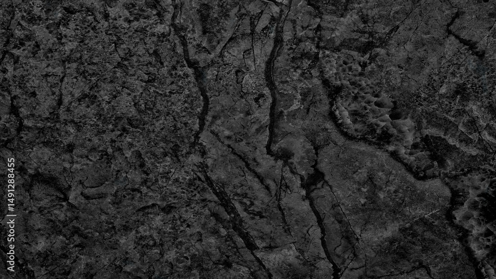 Poster A black and white photo of a rock with a lot of cracks and crevices. moody and mysterious feel to it abstract texture background for template pages and banners