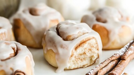 Delicious Glazed Cinnamon Rolls Bakery Pastry Sweet Treat