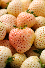Organic Raw Pink Pineberries Strawberry in a bowl. Healthy food