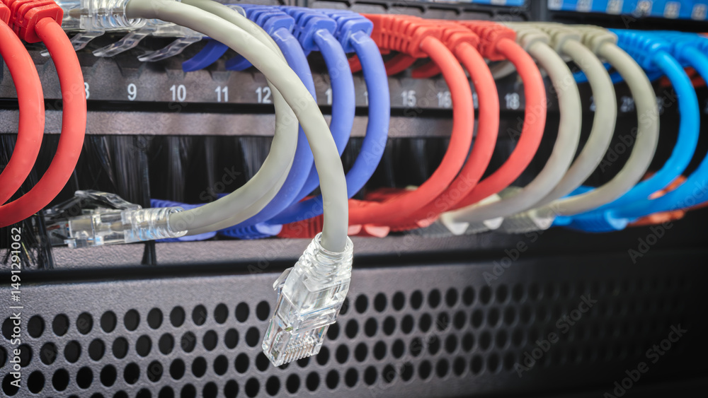 Poster cables with different colors and numbers. cables are connected to a black box, one cable is not conn
