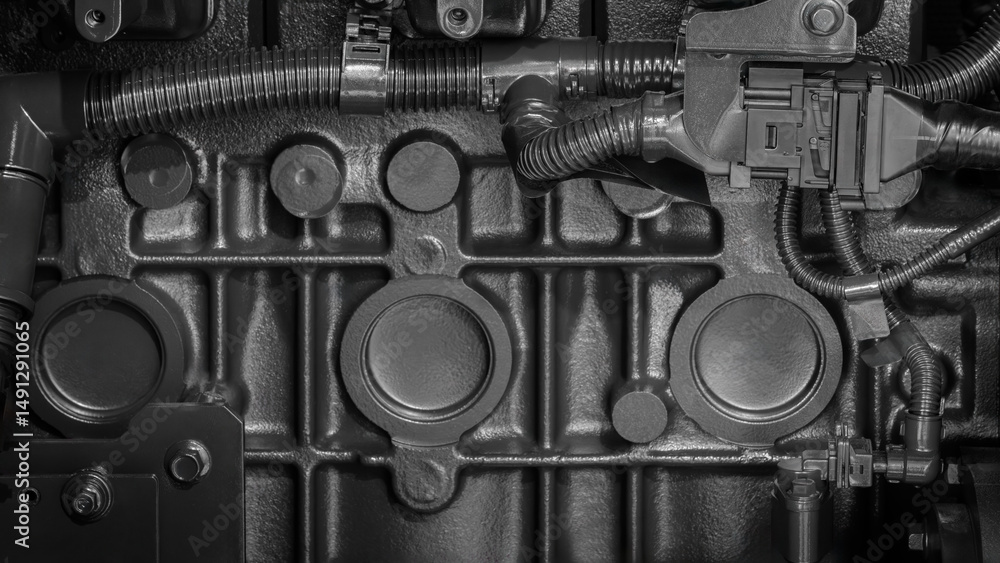 Fototapete the engine - a close-up of its internal workings, showing the intricate details of its design. the b