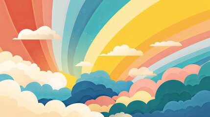 Vibrant Sky with Rainbows and Clouds - Nature Background
