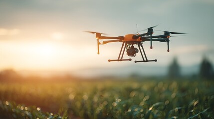 Aerial View of Drone Flying Over Lush Crop Field