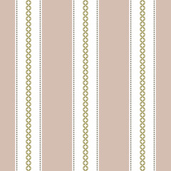 Stripes seamless pattern. Vertical beige, green and white shirt striped.