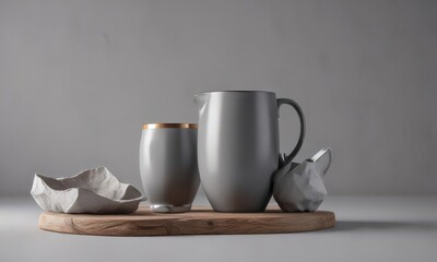 Fototapeta premium Subtle shadowing enhances product on muted gray background; perfect for showcasing items , grayscale, branding, product photography