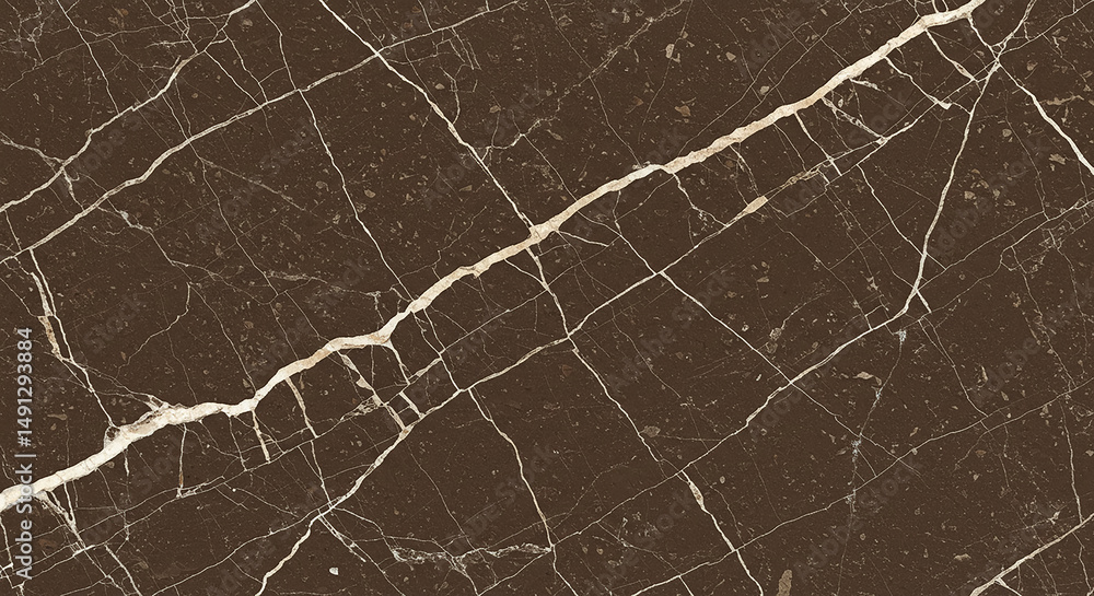 Poster Dark brown marble showing striking veins creating abstract pattern