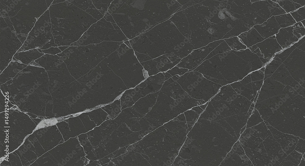 Poster dark gray marble texture with white veins creating natural pattern