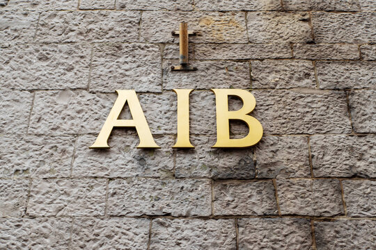 Galway, Ireland - 01.12.2024: AIB bank logo on a wall