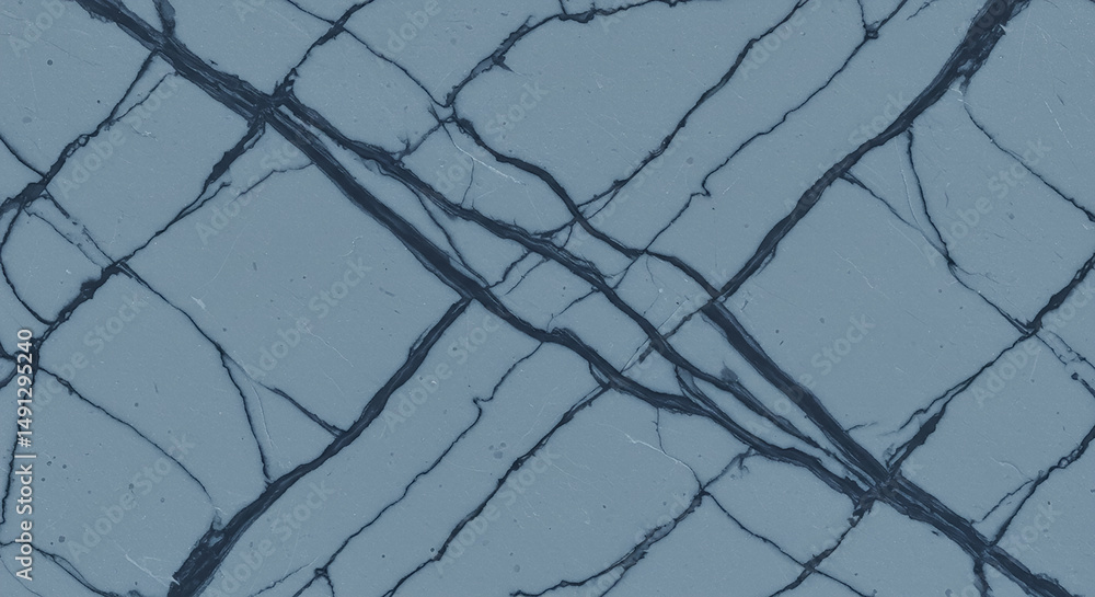 Poster Dark blue marble showing intersecting veins creating geometric pattern