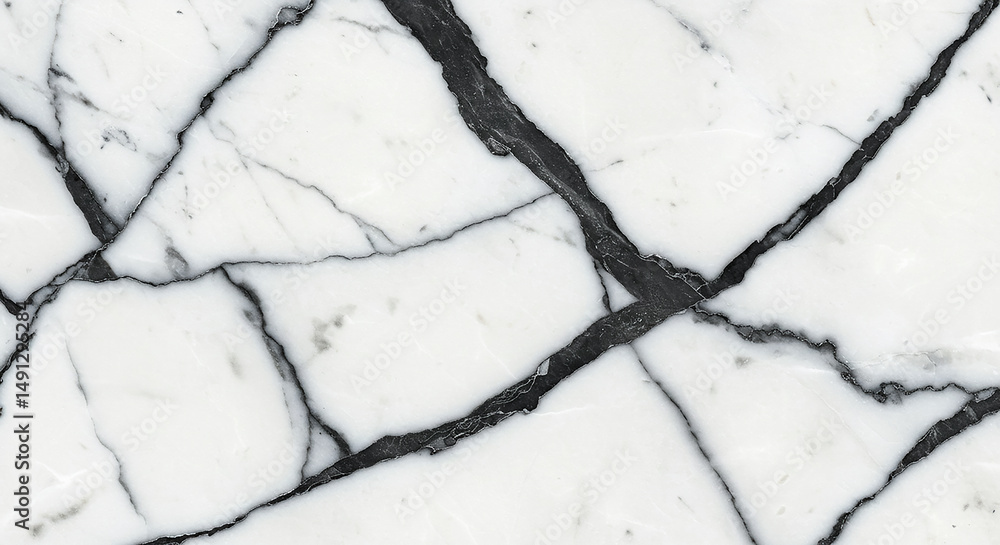 Poster white marble stone texture with striking black veins creating luxurious pattern
