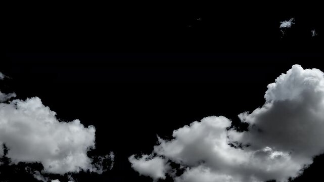 60PMagical view of cumulus Timelapse clouds in blue sky. Natural view of white clouds isolated on black background. Natural real clouds design element puffy cumulus cloud relaxation weather Summer tim