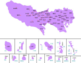 東京都　地図　紫　斑点　イラスト