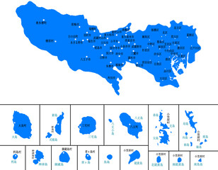 Obraz premium 東京都 地図 ブルー 斑点 イラスト