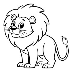 Fototapeta premium A cartoon lion illustration with a friendly expression. Perfect for children's books, educational resources, and creative projects. coloring page