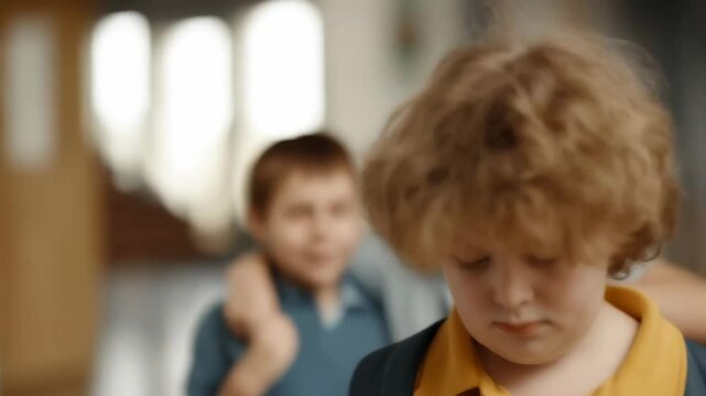 Sad child being teased by peers
