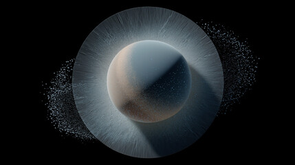 Stylized Moon Eclipse Behind Translucent AI Planetary Shell