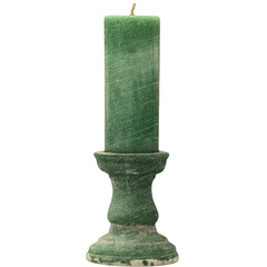 Green candle with candle holder, cut out transparent