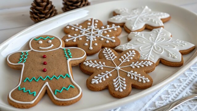 Delicious homemade gingerbread cookies and snowflakes - Powered by Adobe