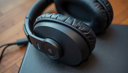 Modern Headphones and Book for Relaxed Learning and Entertainment