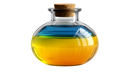Layered Liquid in Glass Bottle with Cork Stopper Ideal for Science Chemistry and Laboratory