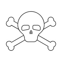 Simple skull and crossbones icon in outline vector