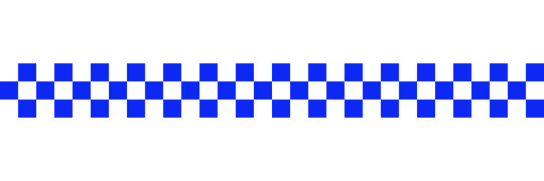Blue and white chequered pattern as a seamless repeating banner for police line in vector