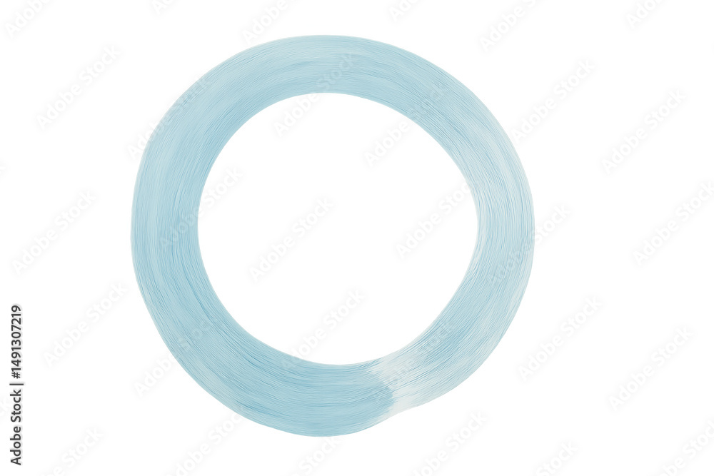 Aufkleber light blue textured paint ring creating circular brush stroke pattern on transparent isolated surfac