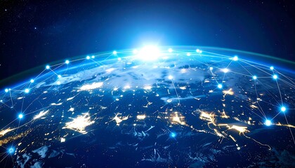 Global Network with Earth at Night.