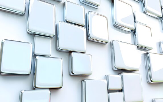 Abstract White Chrome Squares Background Texture