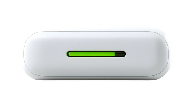 Modern Battery Indicator Display with Green Progress Bar on a Sleek White Device