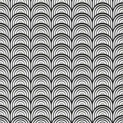 Vector seamless pattern. Line art geometric waves. Endless stylish texture. Linear art deco monochrome background. Elegant monochrome swatch.