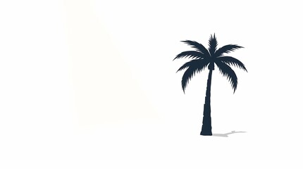 Black palm on a white background. A small grey shadow gives the image some dept. Traveling Vacation concept. Copy space, place for text.