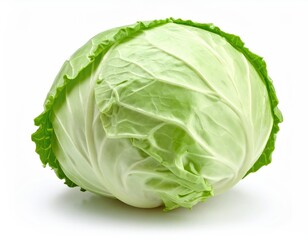 Fresh Cabbage Head Isolated on White Background - Healthy Vegetable