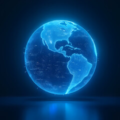 Digital Earth Projection with Blue Lighting Effects