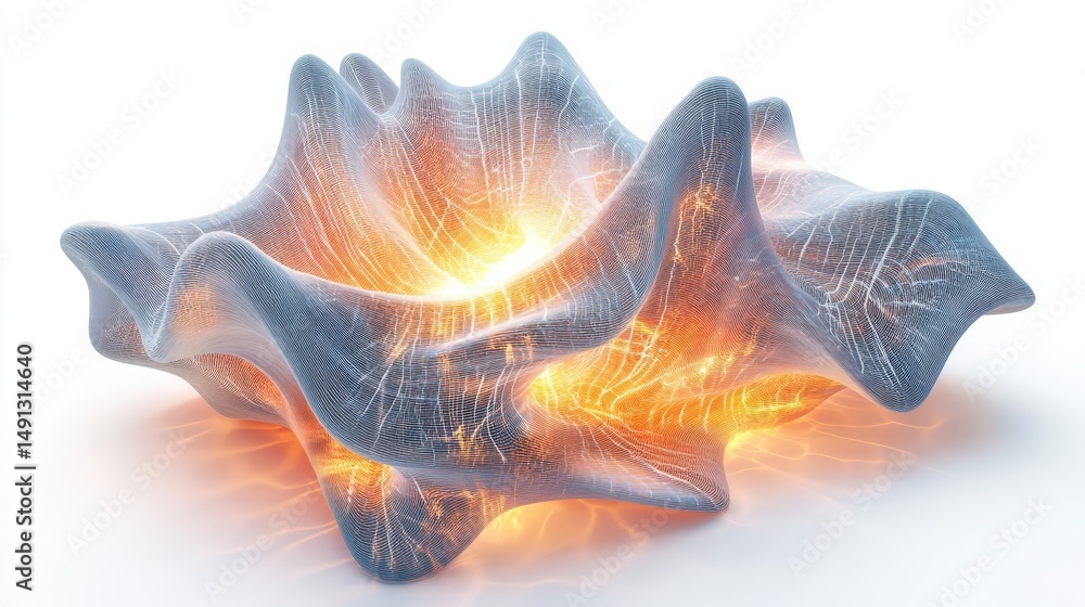 Poster abstract form with glowing inner structure.
