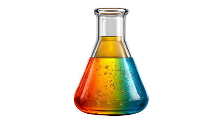 Colorful Chemical Reaction in a Flask A Vibrant Display of Science Experiment with Layered Liq