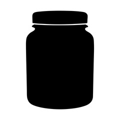 A solid black silhouette of a glass jar or container with lid
