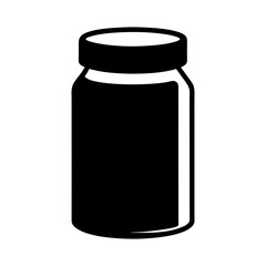 Minimalist black and white illustration of a small storage jar or container