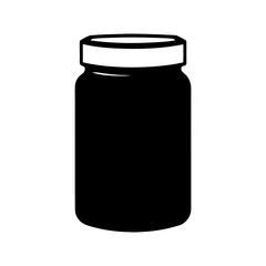 Simple Graphic of Glass Jar with Lid, in Black and White Design