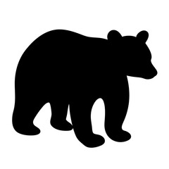 Silhouette of a majestic bear standing against a stark white background