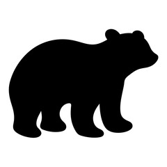 Black bear silhouette standing on all fours against a white background