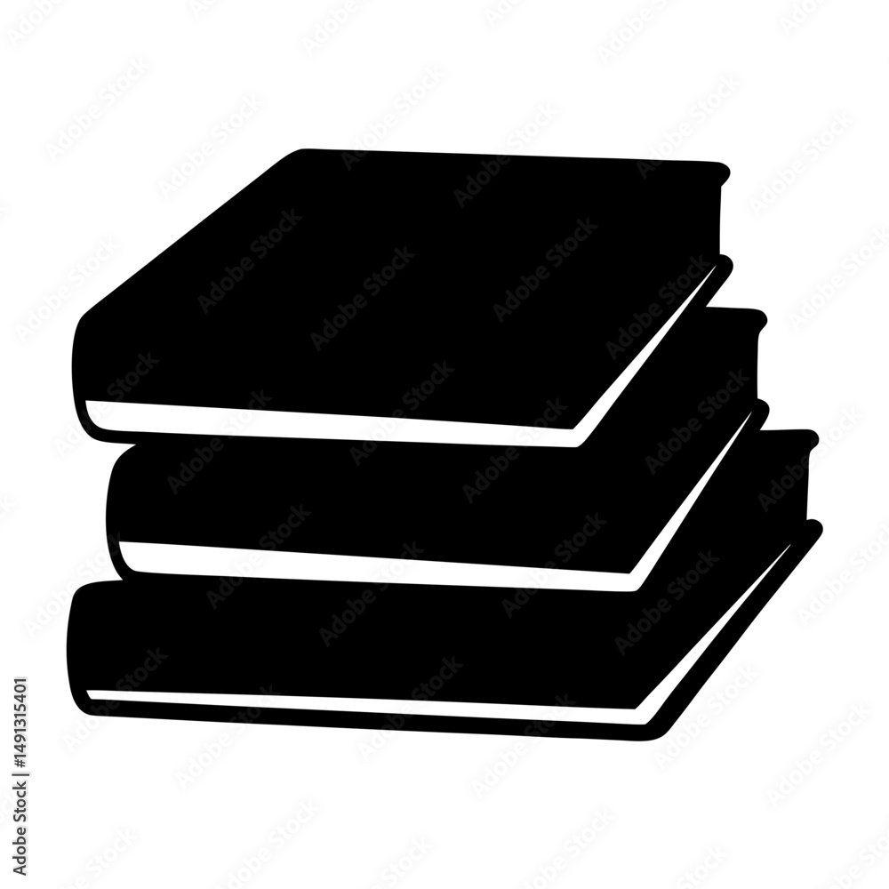 Poster a stack of three books in silhouette shows knowledge and learning
