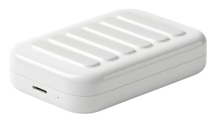 Compact White Electronic Device with Sleek Design and Charging Port for Modern Technology Users