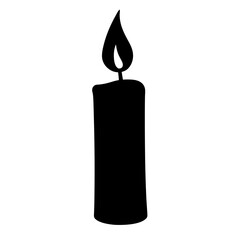Silhouette of a Classic Candle with Flickering Flame Symbolizing Peace and Tranquility