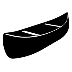 Simple Black and White Image of a Canoe or Small Boat Isolated